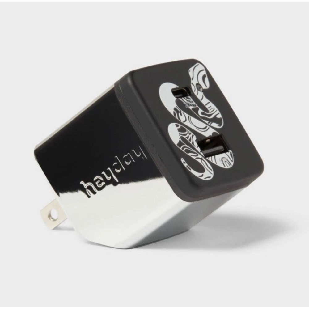 25W USB-C and USB-A Wall Charger Black & White HEYDAY 2 Port